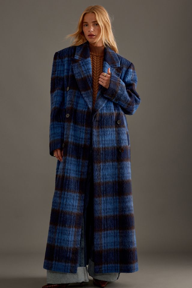 By Anthropologie Double-Breasted Wool Check Maxi Coat #3