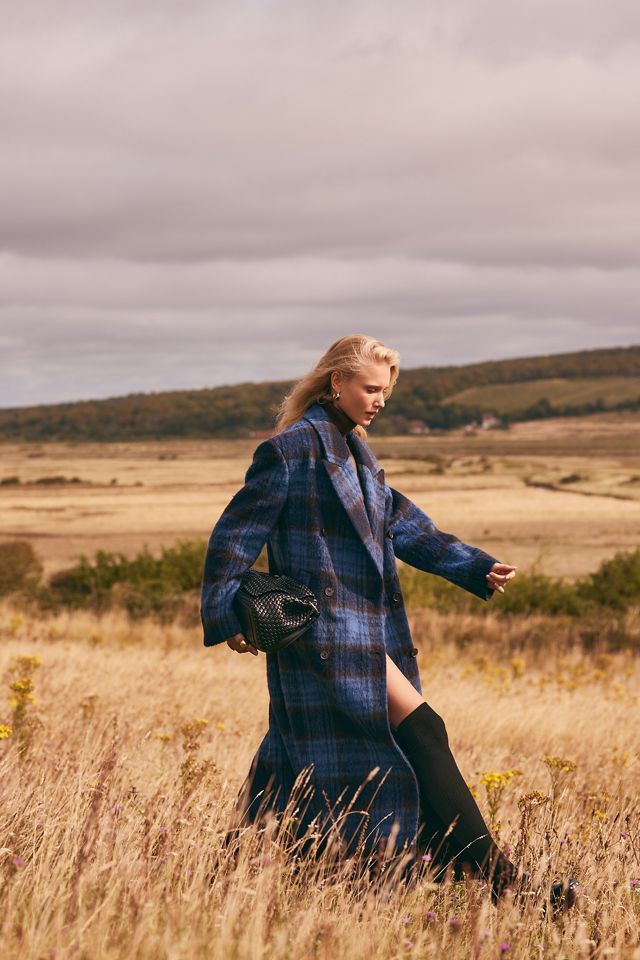 By Anthropologie Double-Breasted Wool Check Maxi Coat #1