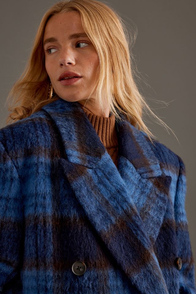 By Anthropologie Double-Breasted Wool Check Maxi Coat #4