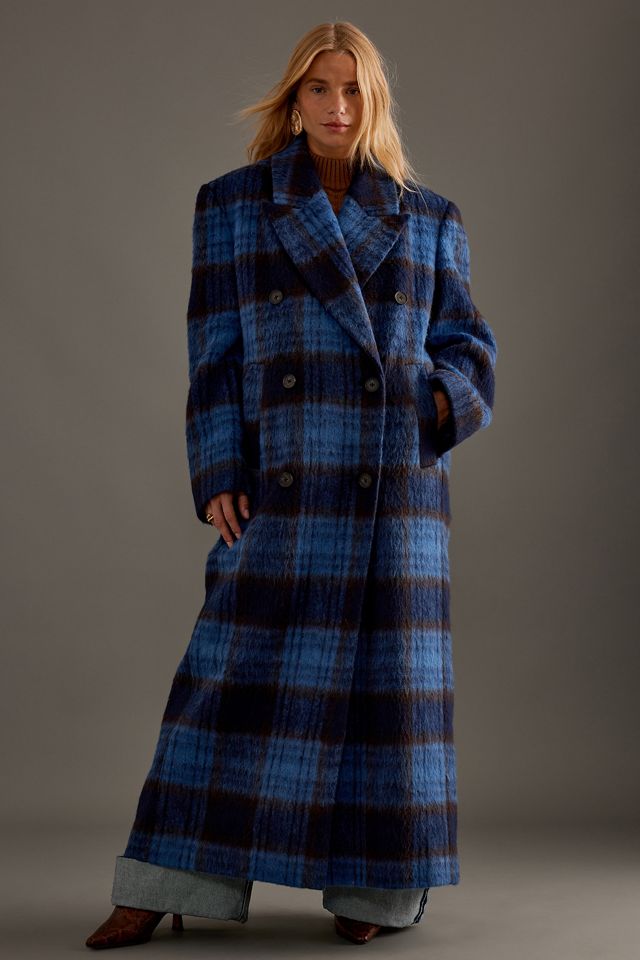 By Anthropologie Double-Breasted Wool Check Maxi Coat #5