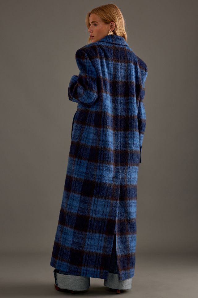 By Anthropologie Double-Breasted Wool Check Maxi Coat #6