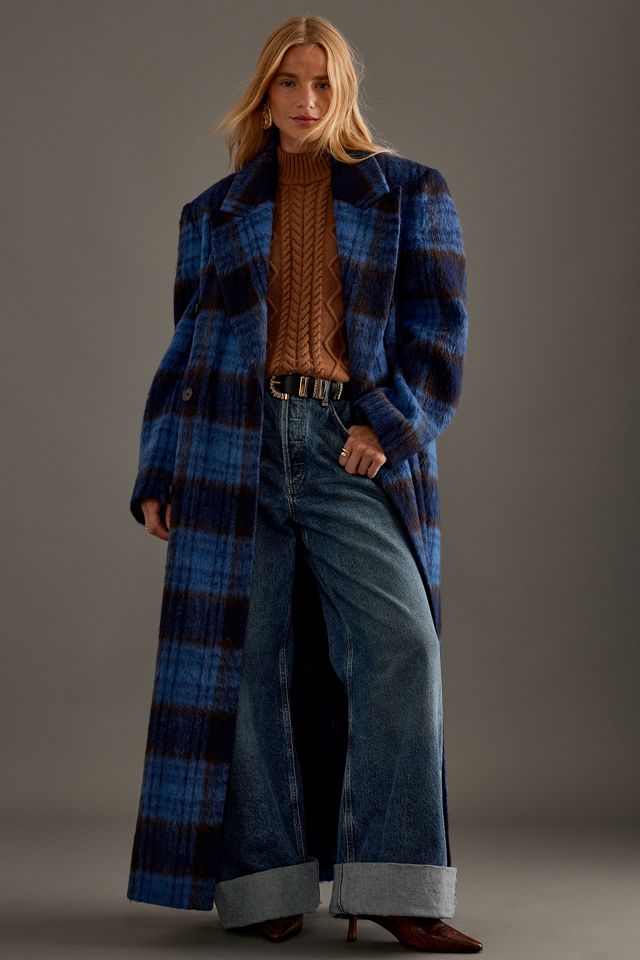 By Anthropologie Double-Breasted Wool Check Maxi Coat #2