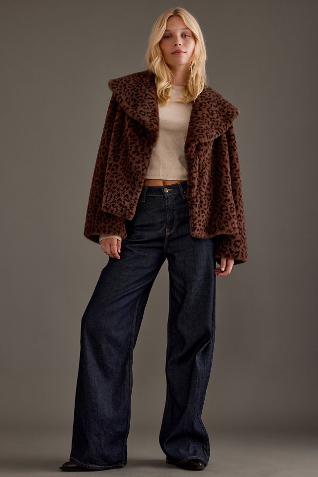 By Anthropologie Leopard Print Faux Fur Coat #3
