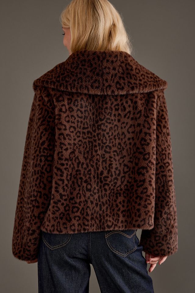 Anthropologie deals Leopard Faux Fur Jacket SP