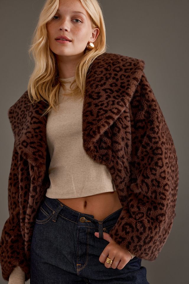 By Anthropologie Leopard Print Faux Fur Coat #4