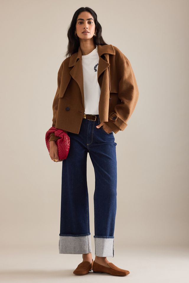 By Anthropologie Wool-Blend Cropped Trench Coat #2