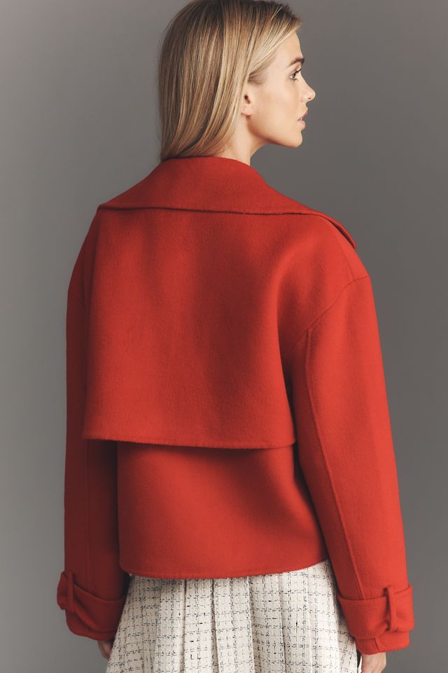 By Anthropologie Wool Blend Crop Trench Coat #1
