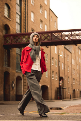 By Anthropologie Wool-Blend Cropped Trench Coat