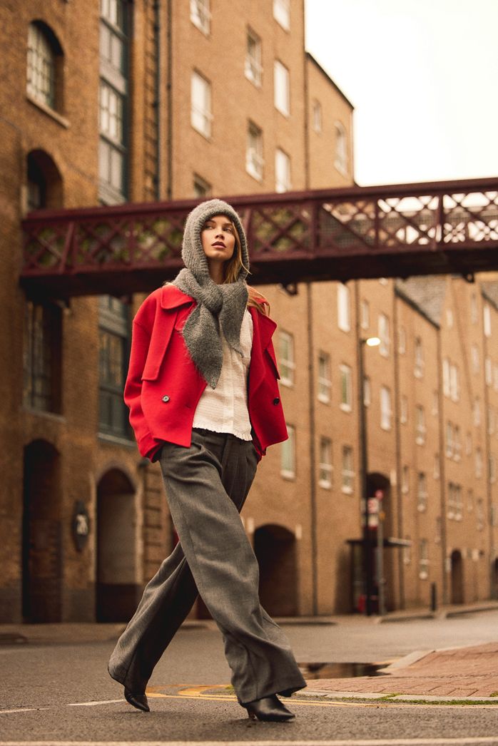 By Anthropologie Wool-Blend Cropped Trench Coat