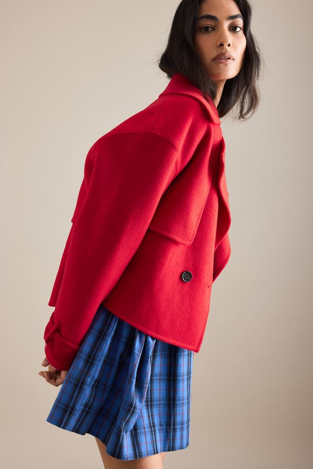 By Anthropologie Wool Blend Crop Trench Coat #6