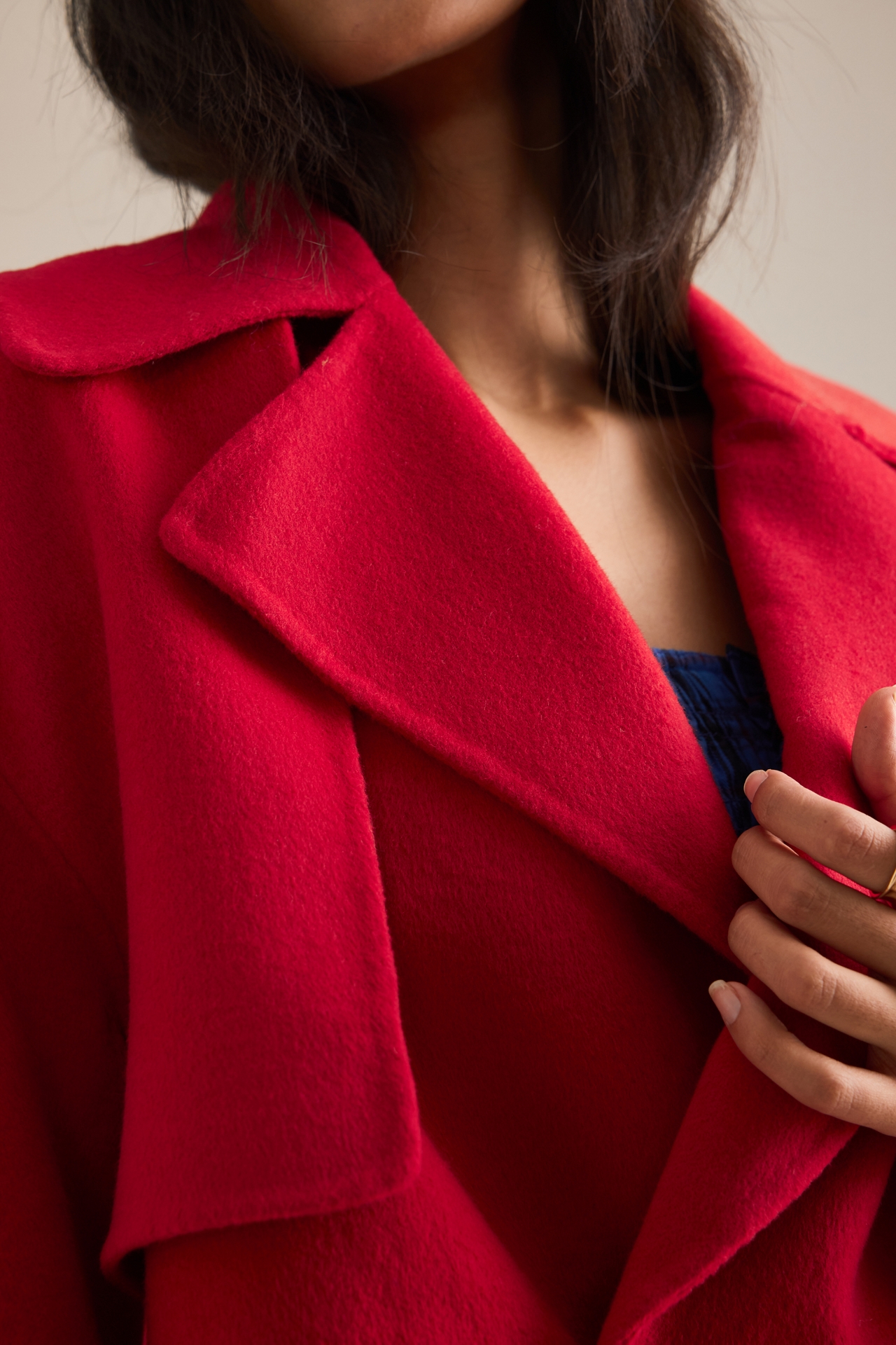 By Anthropologie Wool Blend Crop Trench Coat