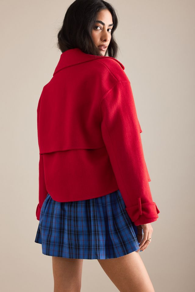 By Anthropologie Wool Blend Crop Trench Coat #9