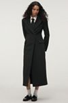 By Anthropologie Wool Blend Check Funnel-Neck Coat