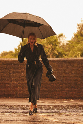 By Anthropologie Pinstripe Hourglass Wool-Blend Coat