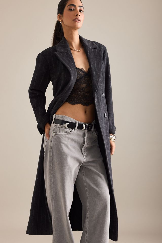 By Anthropologie Manteau sablier à rayures en laine mélangée #6