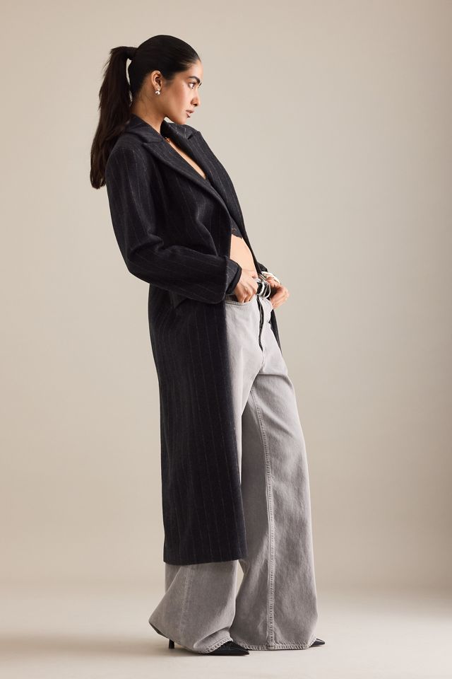 By Anthropologie Manteau sablier à rayures en laine mélangée #7