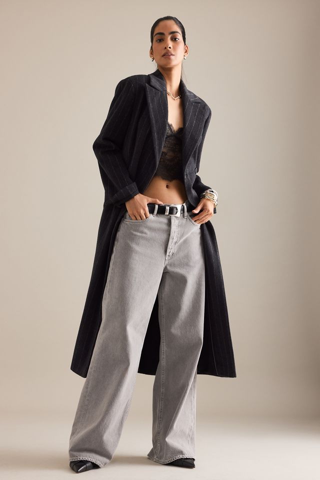 By Anthropologie Manteau sablier à rayures en laine mélangée #4