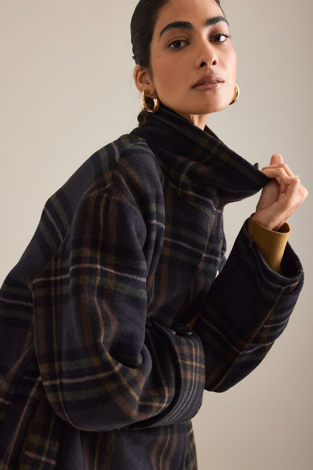 By Anthropologie Cappotto con Collo ad Imbuto in Misto Lana a Quadri #2