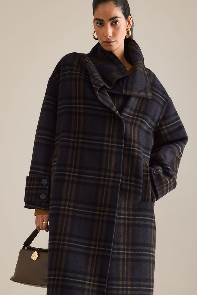 By Anthropologie Cappotto con Collo ad Imbuto in Misto Lana a Quadri #3