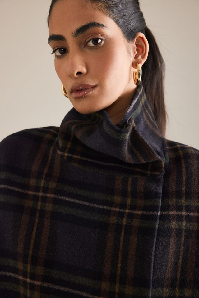 By Anthropologie Cappotto con Collo ad Imbuto in Misto Lana a Quadri #5