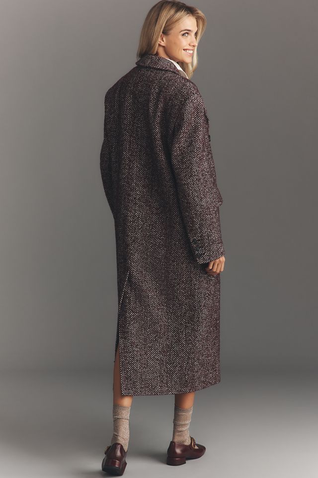 By Anthropologie Herringbone Wool-Blend Oversized Coat #1