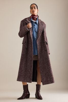 By Anthropologie Manteau surdimensionné en laine mélangée à chevrons