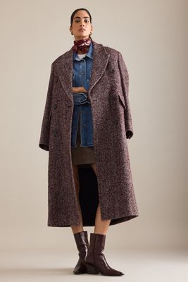 By Anthropologie Manteau surdimensionné en laine mélangée à chevrons