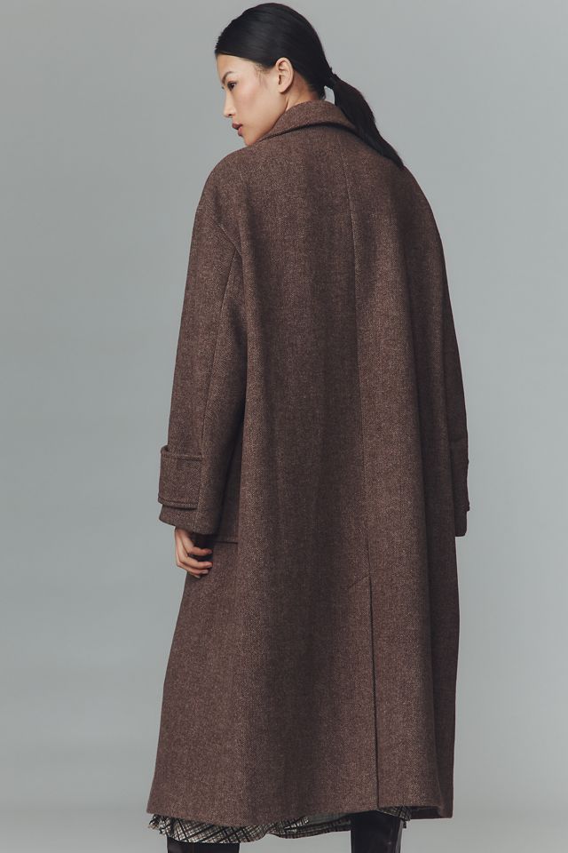By Anthropologie Wool-Blend Herringbone Maxi Coat #2