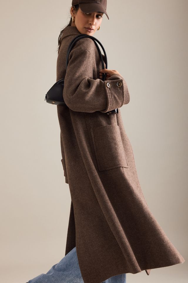 By Anthropologie Herringbone Wool Maxi Coat #2