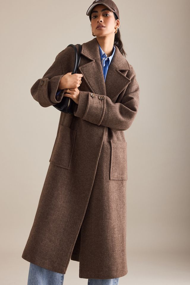 By Anthropologie Herringbone Wool Maxi Coat #4
