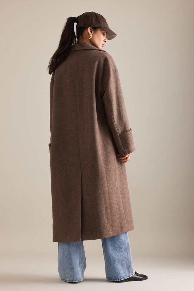 By Anthropologie Herringbone Wool Maxi Coat #1