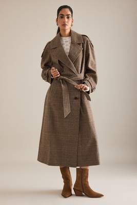 By Anthropologie Heritage Long Trench Coat In Multi