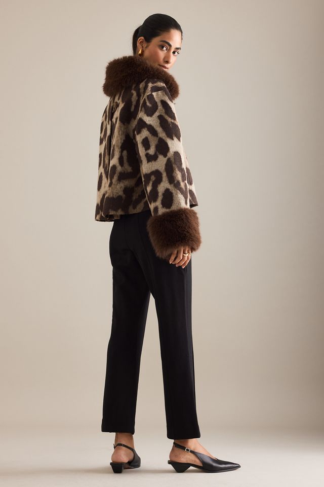 By Anthropologie Faux-Fur Trim Leopard Coat #3