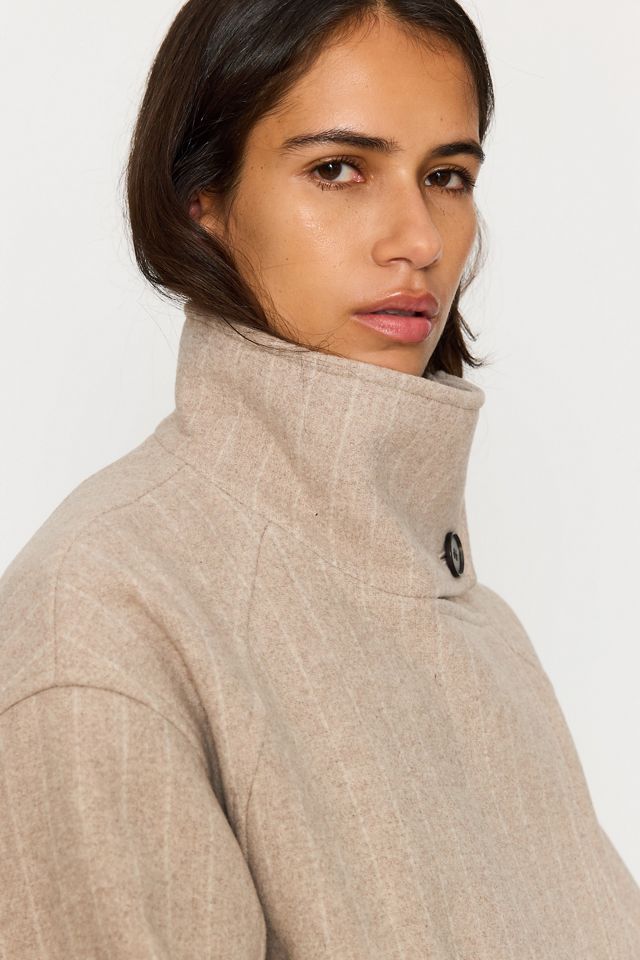 By Anthropologie Funnel-Neck Stripe Wool-Blend Jacket #4