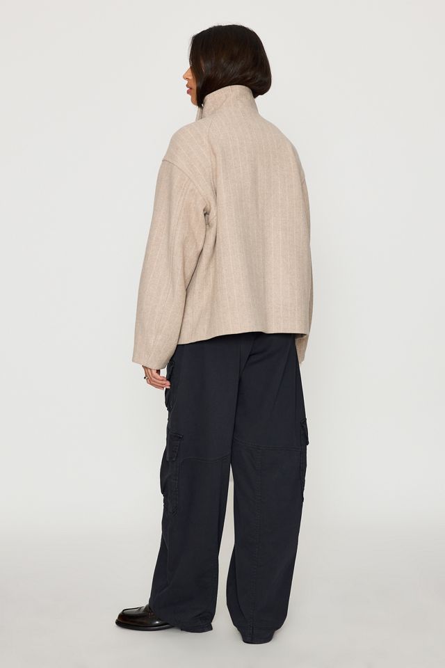 By Anthropologie Funnel-Neck Stripe Wool-Blend Jacket #5