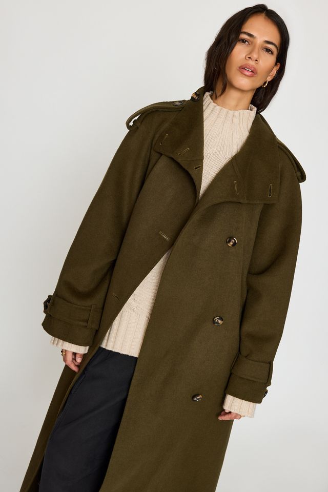 By Anthropologie Funnel-Neck Wool-Blend Maxi Coat #1