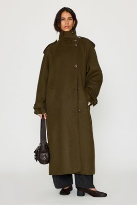 By Anthropologie Funnel-Neck Wool-Blend Maxi Coat