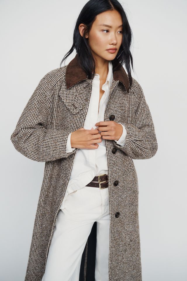 By Anthropologie Houndstooth Maxi Coat #1