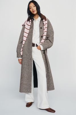 By Anthropologie Houndstooth Maxi Coat