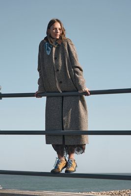 By Anthropologie Check Wool-Blend Maxi Coat