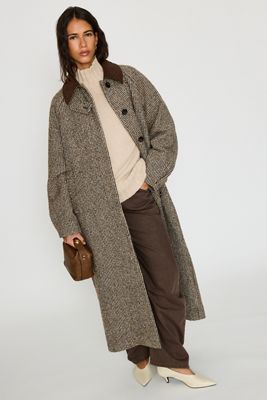 Manteau maxi à carreaux en mélange de laine By Anthropologie
