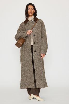 By Anthropologie Check Wool-Blend Maxi Coat