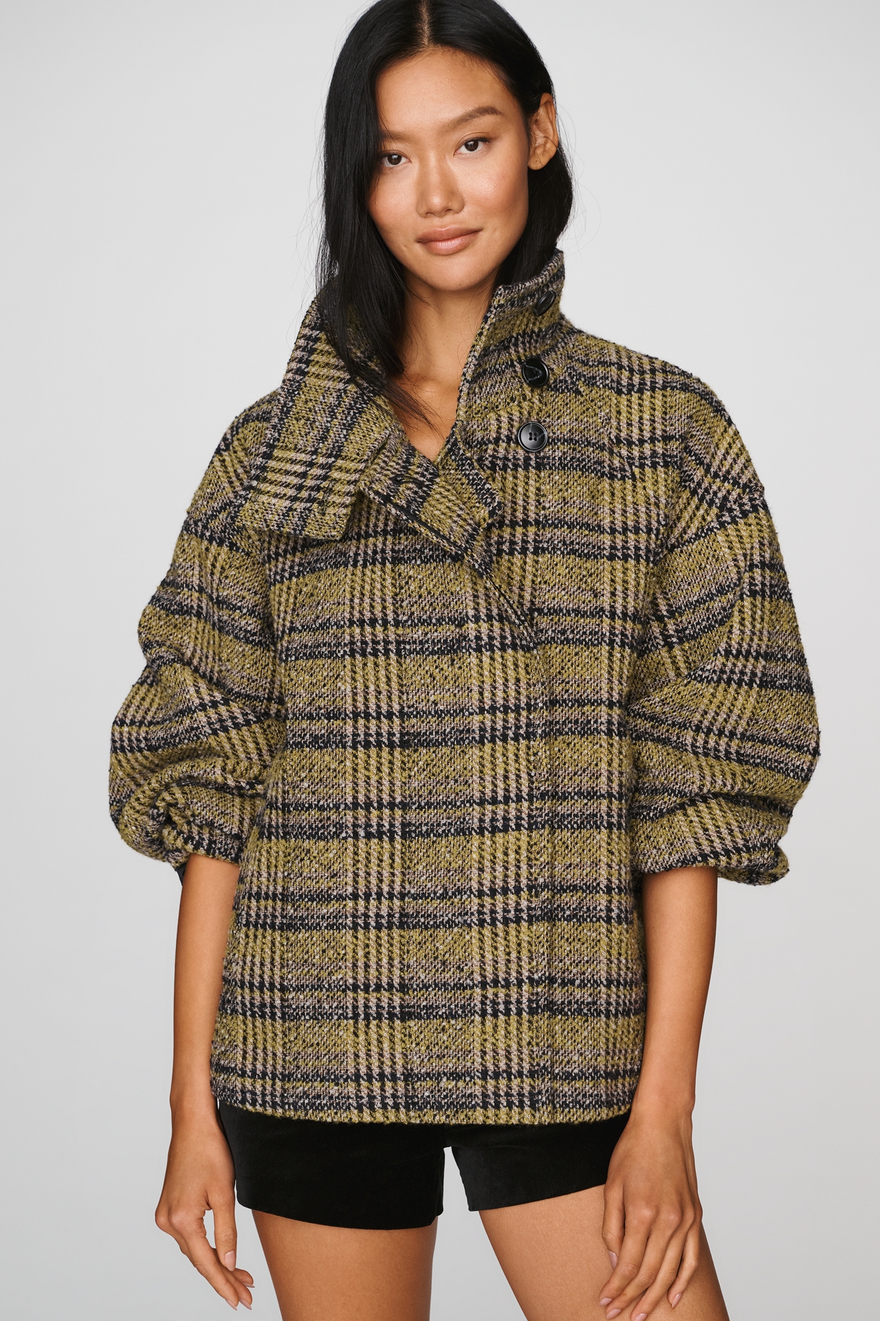By Anthropologie Bouclé Funnel-Neck Coat