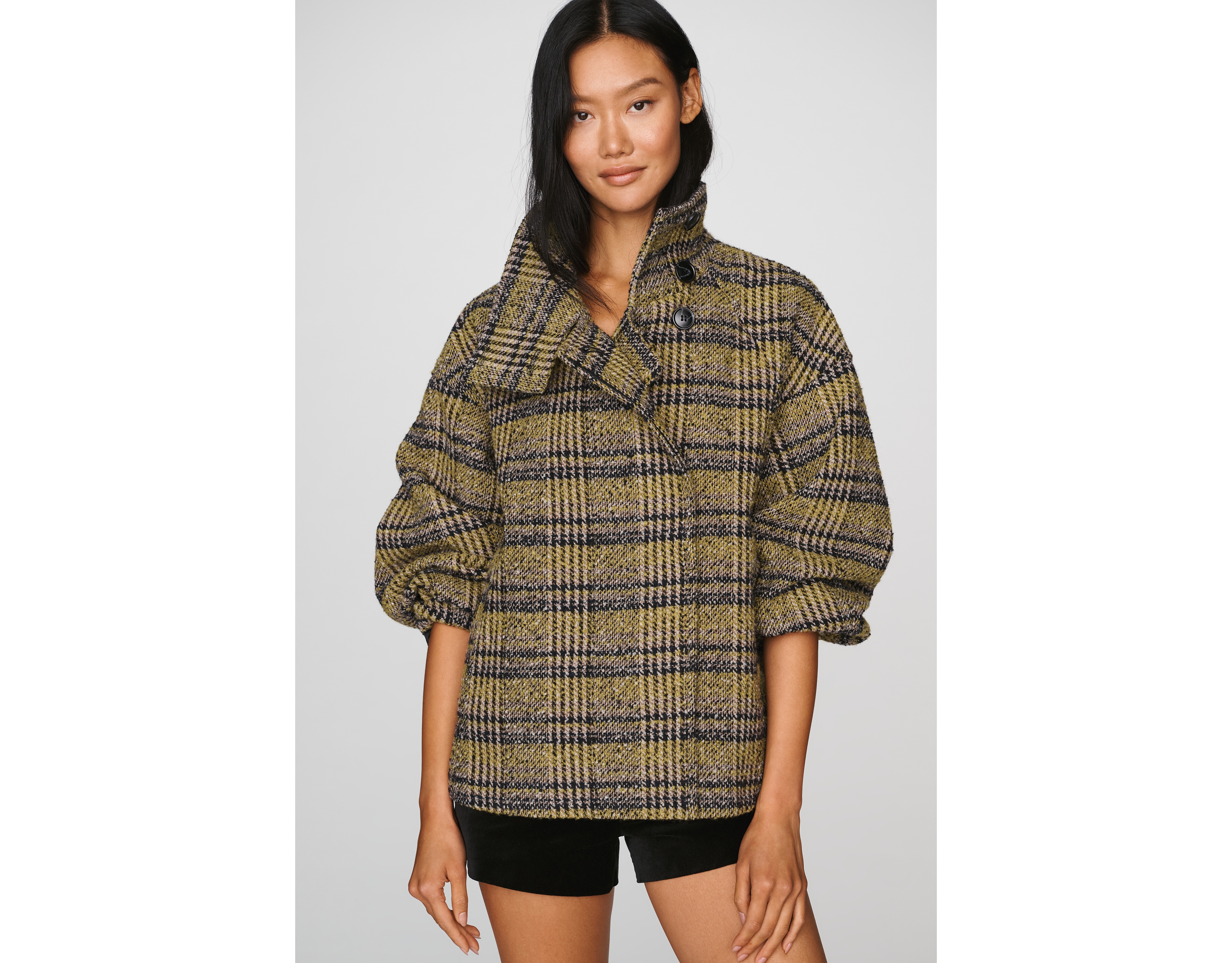 By Anthropologie Bouclé Funnel Neck Coat