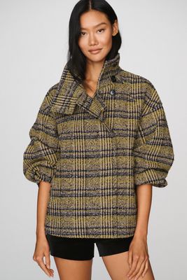 By Anthropologie Bouclé Funnel-Neck Coat