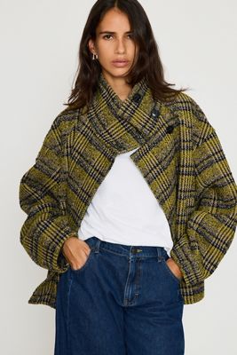 Veste à col cheminée en bouclé citron vert By Anthropologie