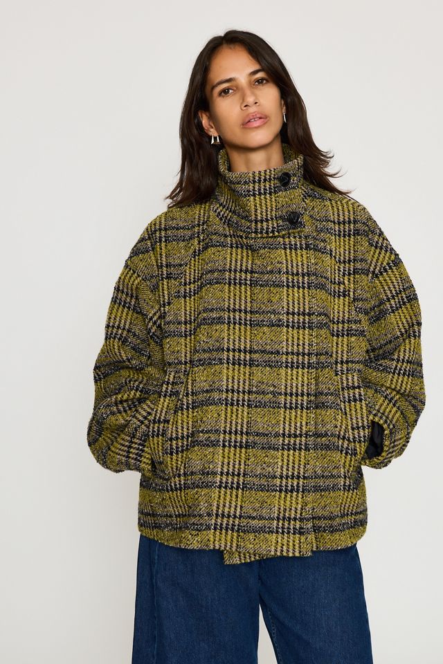 By Anthropologie Lime Boucle Funnel-Neck Jacket #3