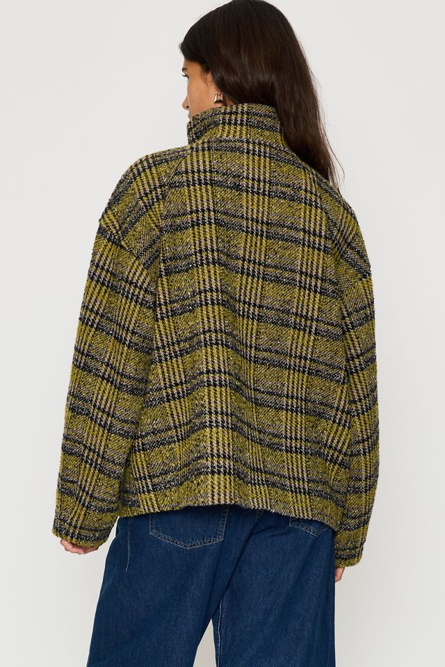By Anthropologie Lime Boucle Funnel-Neck Jacket #5