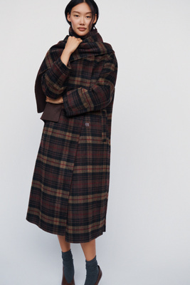 By Anthropologie Wool Blend Funnel Neck Coat by Anthropologie