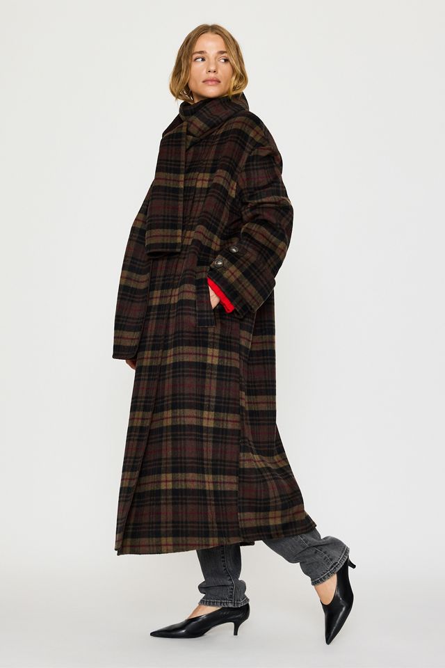 By Anthropologie Wool-Blend Scarf Check Maxi Coat #3